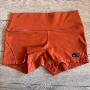 Fleo Women's High-Waist Rust Orange Bike Shorts